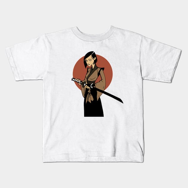 Samurai Girl Kids T-Shirt by AdrianaOrellana